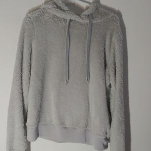 Fifth Sun fuzzy hoodie L grey NWT